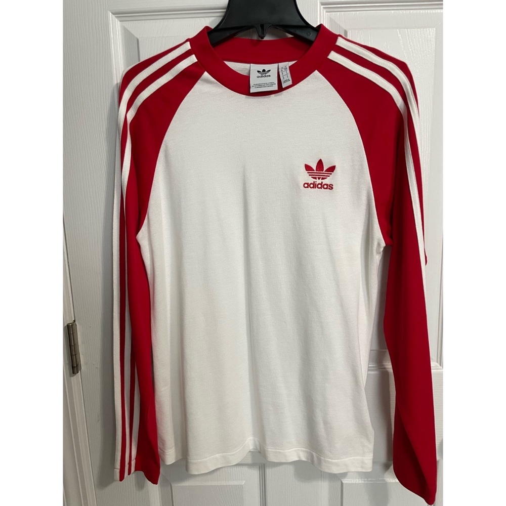 Adidas Originals 3 Stripe Long Sleeve T-Shirt in White / Red Size Small (S) NWOT